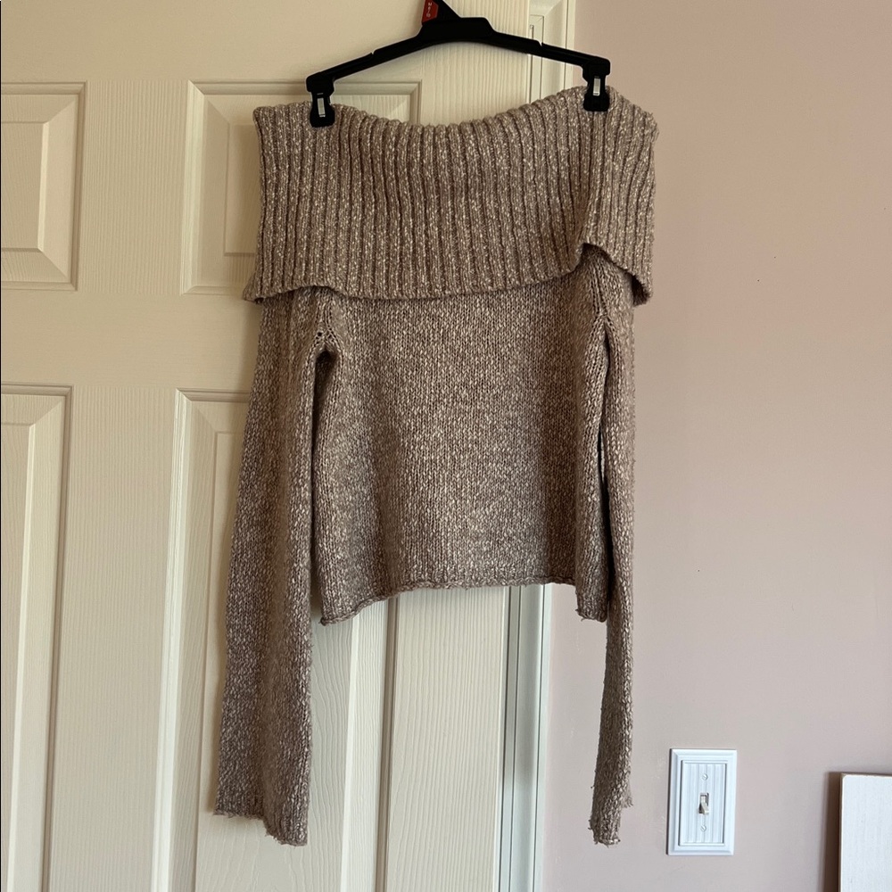 Aerie Brown Off the Shoulder Long Sleeve Sweater Women’s Size XS